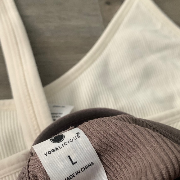 Two white and purple athletic cropped tank tops. - Picture 5 of 5